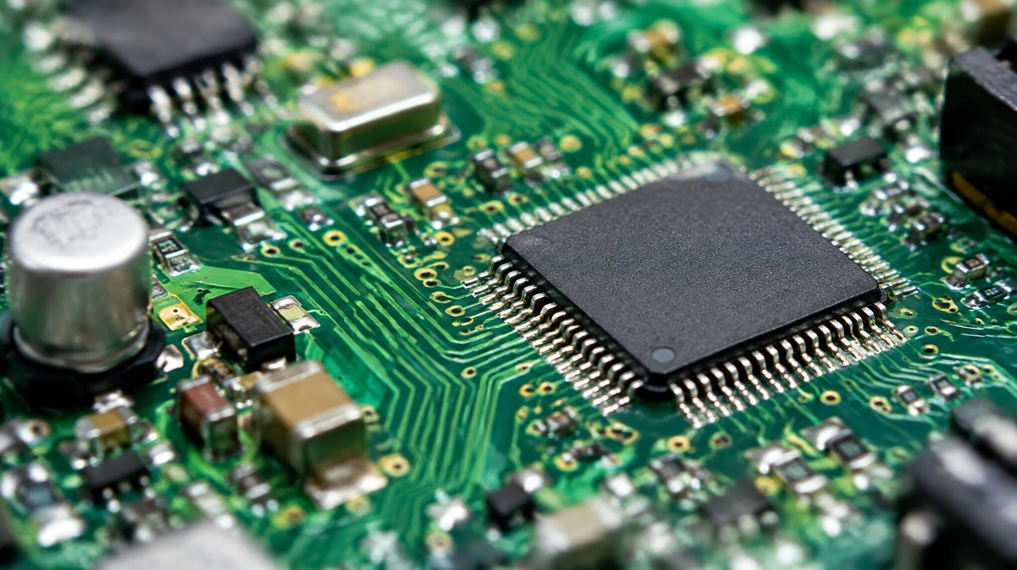 Close-up of a green circuit board