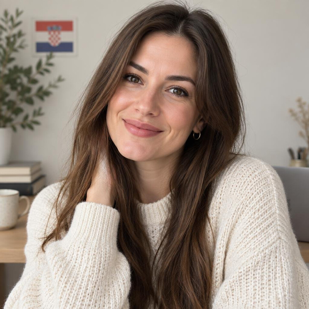 Portrait of a young woman with long brown hair
