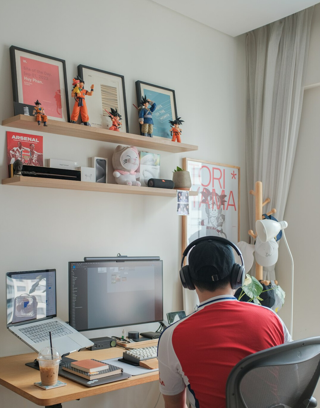 woman coding at desk