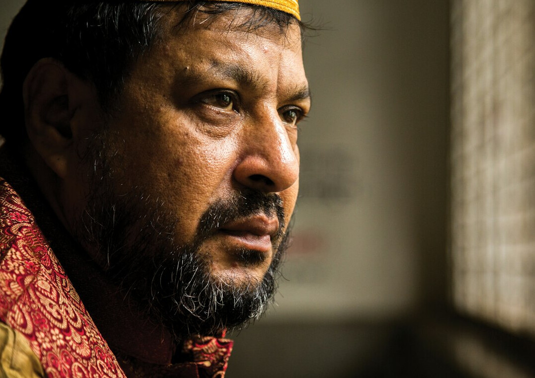 Portrait of a bearded man looking at the camera