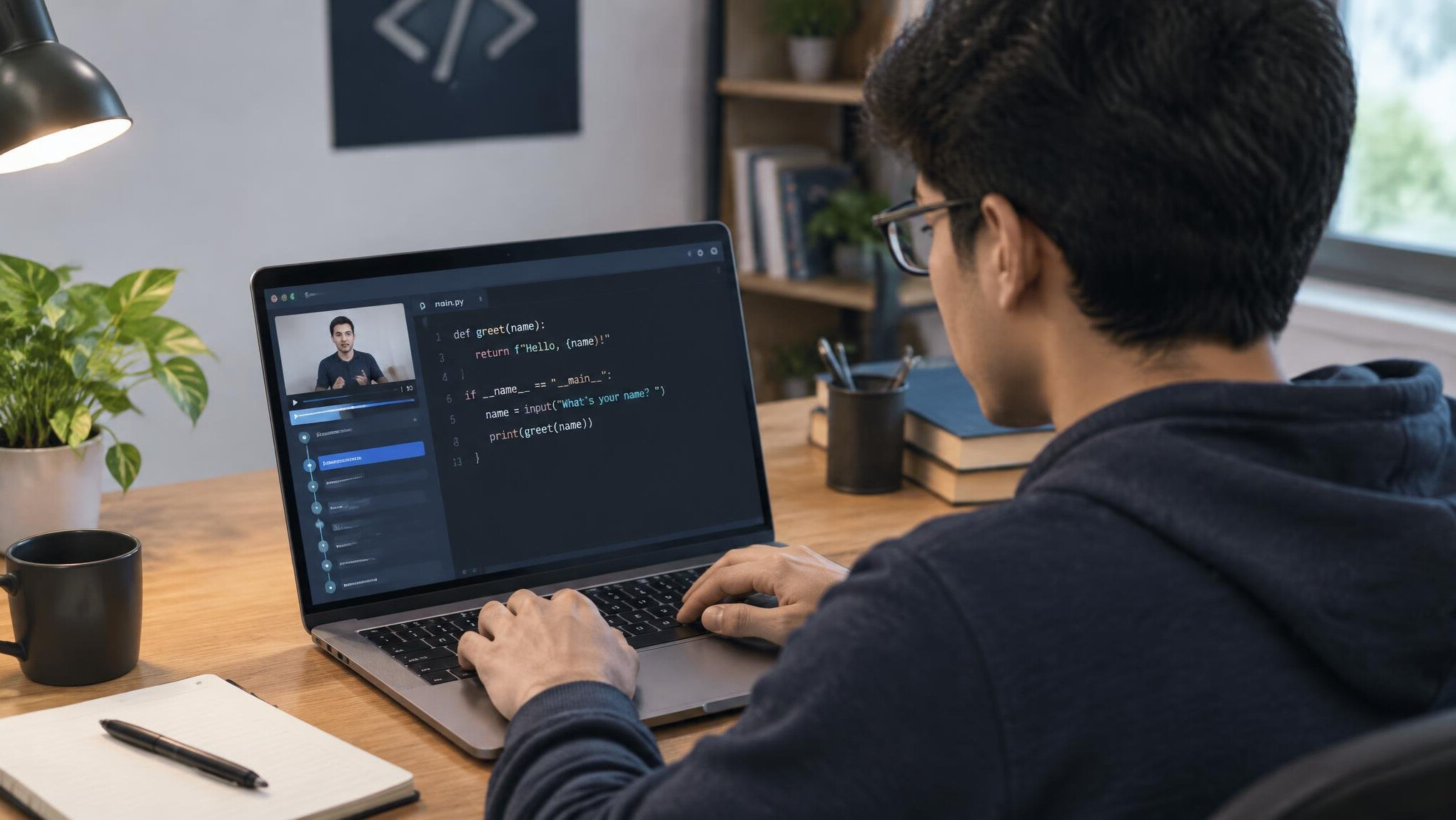person learning to code on laptop